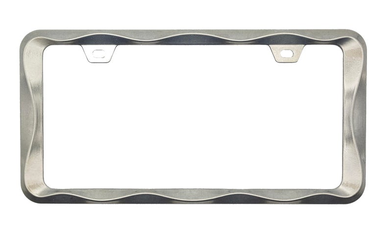Creathome 3D Curly Wave Pattern Brush Nickel License Plate Frame from Pure Zinc Alloy Metal - Image 2